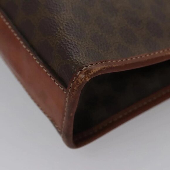 CELINE Macadam Canvas Clutch Bag PVC Leather Brown Auth 115097 - Picture 12 of 14